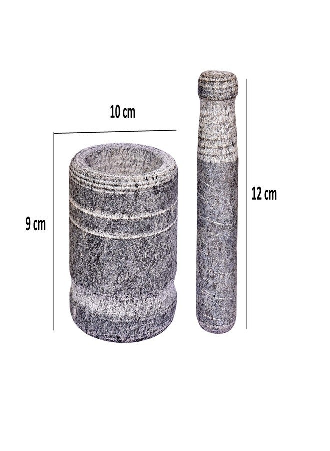 EZAHK Mortar and Pestle Set for Spices, Okhli Masher, Khalbatta, Kharal, Mixer, Natural & Traditional Grinder and Musal, Well Design for Kitchen, Home, Herb (4 in) - Image 3